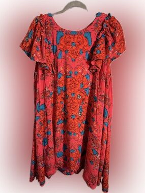 Free People women’s red and blue poppy sundress - size M